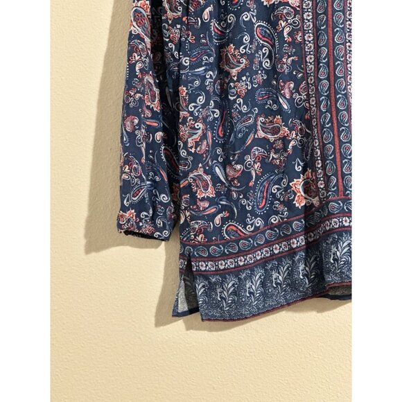 J Jill Womens Tunic Top Size XS Blue Paisley Floral Western Boho Coastal 18583 - Picture 7 of 14